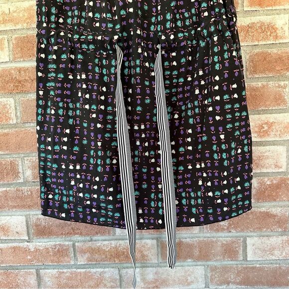 Anna Sui Anthropologie Silk Blend Mini Dress Women’s 8 Black Print - Picture 3 of 8